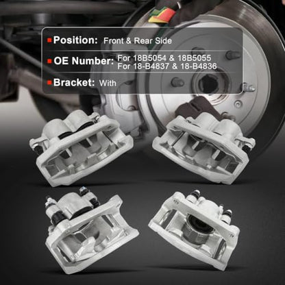 cciyu Front & Rear Brake Calipers 18B5054 18B5055 18-B4837 18-B4836 - size: Front & Rear[18B5054+18B5055+18-B4837+18-B4836]