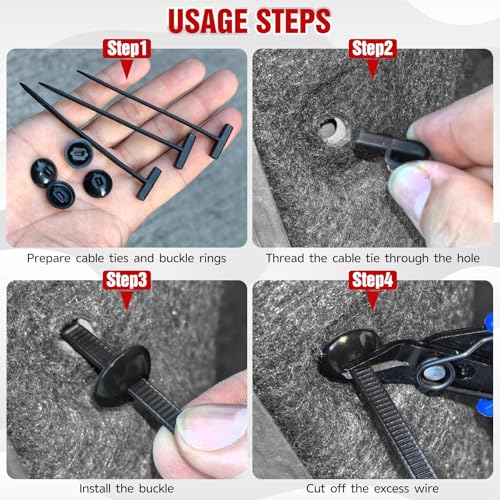 90 pcs Nylon Universal Cable Tie Buckle, Automotive Clips with Cutter