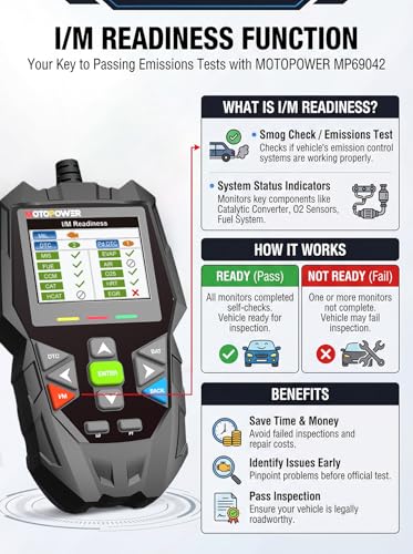 MOTOPOWER 4 in 1 Code Reader Car Diagnostic Scan Tool Oil Maintenance Reset, Battery Test, Performance Test with Lifetime Update