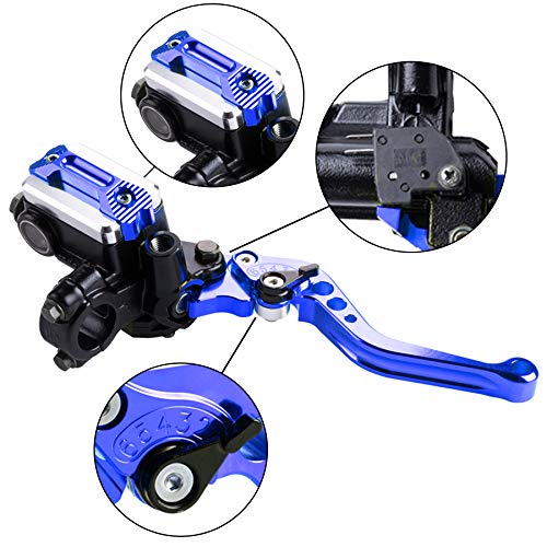 Universal Motorcycle 7/8" 22mm Handlebar Brake Master Cylinder Clutch Lever CNC Left & Right Set Compatible with Harley Honda Kawasaki Suzuki Yamaha（ Piston Diameter 12.7mm (Blue) - color: Blue