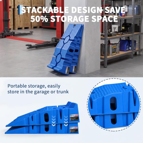 Garvee 2 Pack Low Profile Car Service Ramps, 3.5 t Heavy Vehicle Lift Ramps - color: Blue, size: 3.5 T