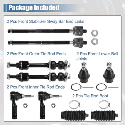X AUTOHAUX 10 Pcs Front Sway Bar Inner Outer Tie Rod Lower Ball Joint Kit for Ford F-150 2005-2008 2WD ONLY Suspension Kit Stabilizer Bar Link Steering Tie Rod End