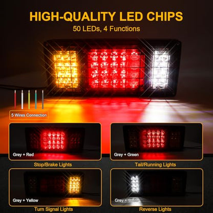 2 Pack 40 LED Trailer Tail Lights Kit with Iron Net Protection - color: Tail Lights-D