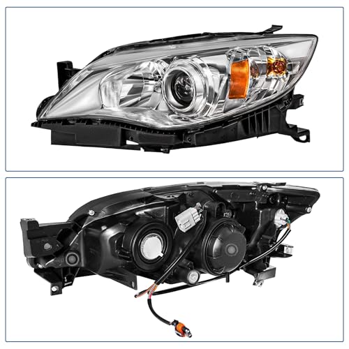 PartsFlow Pair Halogen Headlight Compatible With 2008-2011 Subaru Impreza - color: For 08-11 Subaru Impreza Outback Chrome Housing