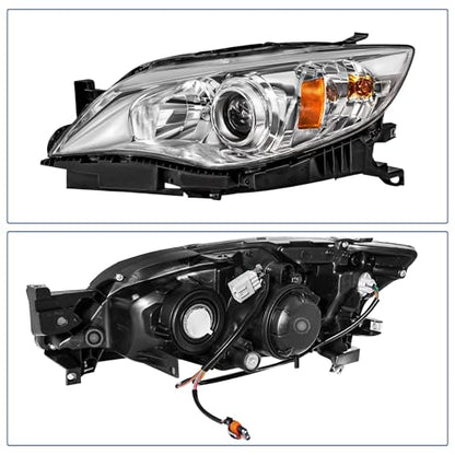 PartsFlow Pair Halogen Headlight Compatible With 2008-2011 Subaru Impreza - color: For 08-11 Subaru Impreza Outback Chrome Housing