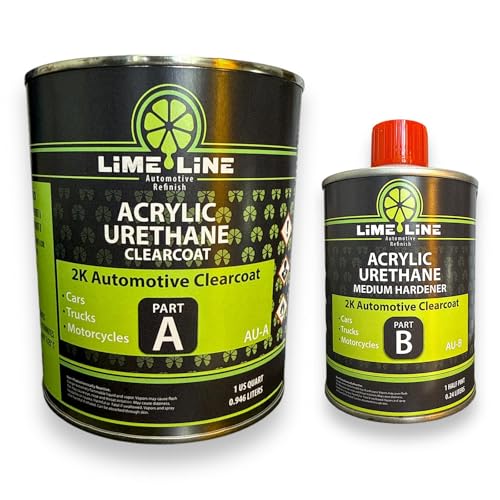 LiME LiNE 2K Clear Coat - 1.25 Quart Automotive Paint Kit with Hardener - 4:1 Mix Ratio, High Gloss Top Coat for Cars, Trucks, and Motorcycles - color: Clear