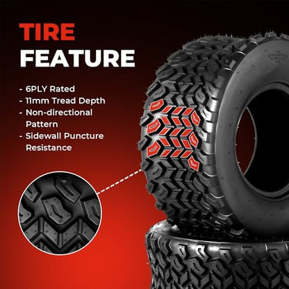 Set of 2 22x9.5-10 ATV UTV Tires, 22x9.5x10 All-Terrain Tires, 6PR