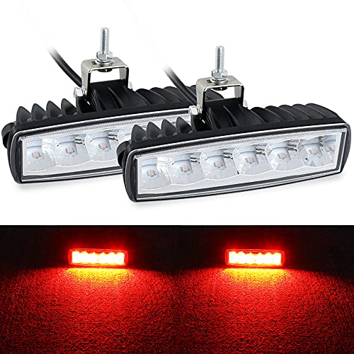 STDYSUN LED Red Driving Bar 2Pcs 30W 6Inch Waterproof Fog Work Auxiliary Lights for Hunting Fishing - Fit For Fish Pig Deer Hog Predator Truck Trator ATV Golf Cart Boat - color: Red