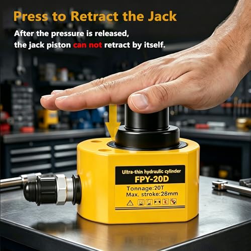Jooptoolwook 20T Multi-Section Low Profile Hydraulic Ram Jack, 1.1" - size: 20T
