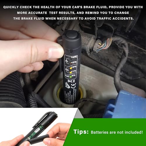 Brake Fluid Liquid Tester Pen, Car Hydraulic Liquid Oil Diagnostic Testing Tool with 5 LED Indicators, Universal Test Pen Analyzer for DOT 3 DOT 4 DOT 5.1 Brake Fluid