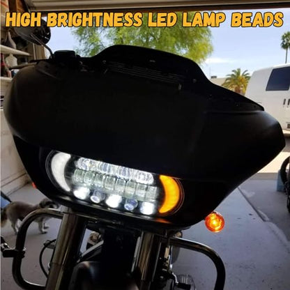 Headlight LED Road Glide Motorcycle, Daytime Running Side Lights for 2015 2016 2017 2018 2019 2020 2021 2022 2023 Headlamp Replacement accessories(Black) - color: Black
