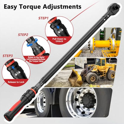 VANPO Torque Wrench 3/4-Inch Drive 100-650 Ft-Lb for Truck, ±3% Accuracy - size: 3/4-Inch 100-650 Ft-Lb