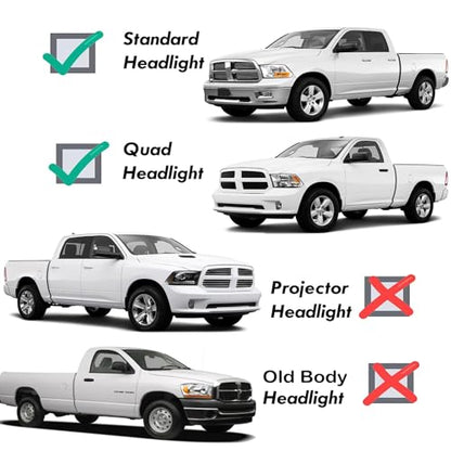 Headlights Assembly Replacement for 2009-2018 Dodge Ram 1500 - color: Chrome Housing Amber Reflector