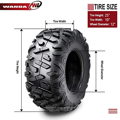 WANDA Set 2 ATV UTV Tires 25X10-12 25X10X12 6PR Bighorn Style - size: 25X10-12