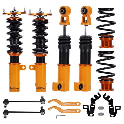 maXpeedingrods Coilovers for Chevrolet Cobalt Base/LS/LT/LTZ/Sport/SS 2005-2010, 24 Levels Damper Adjustable Coilovers Suspension Kit, Height Adjustable Shock Absorber Struts, Lowering Kit, Gold