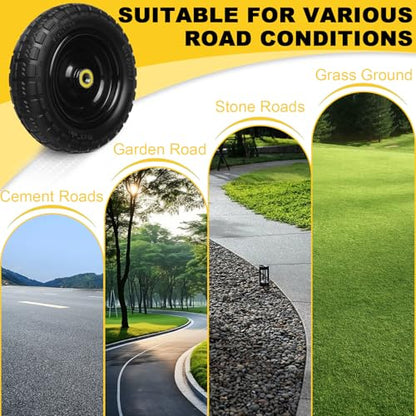 10 Inch Solid Rubber Tires, 4.10/3.50-4 Tire and Flat Free with 5/8" Bearings, 2.17" Offset Hub for GOR Garden Carts, Garden Wagon Carts, Trolleys, Hand Trucks and Utility Cart(2 Pack) - size: 10 INCH - 2 Pack