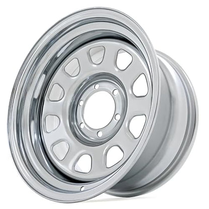 Rough Country 15x8 Polished Chrome Steel Wheel - 5x4.5, 19mm Offset, 3.30 Bore, Classic Off-Road Rim for Trucks, Jeeps & SUVs - size: 15x8 - 5x4.5, -19mm