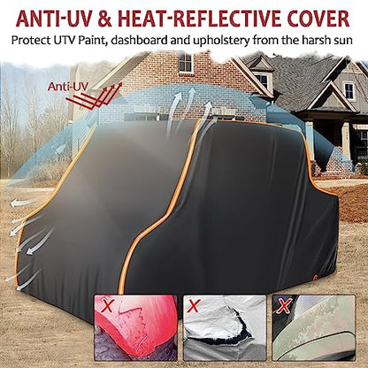 StarknightMT Heavy Duty UTV Cover 4 Seater Waterproof 420D Oxford Windproof - size: 157 x 65 x 77 inches