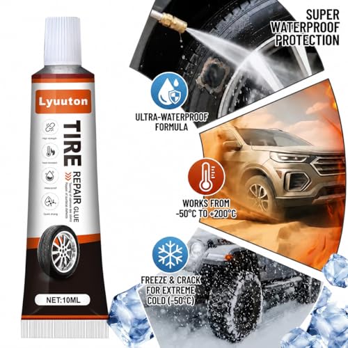 Tire Repair Kit with Tire Glue & Rubber Cement - Heavy Duty Tire Repair Glue for Car, Truck, Motorcycle - Fix a Flat Tire Sealant & Puncture Plug Kit - Durable Tire adhesive Sidewall Repair 2pcs
