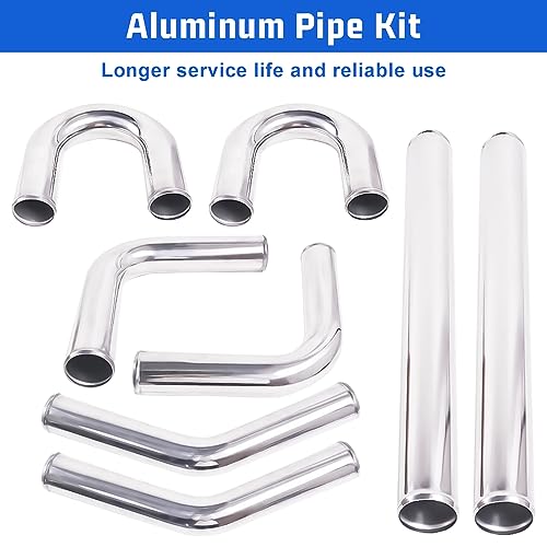 Universal 3" Inch Aluminum Intercooler U-Pipe Kit W/Silicone Hose and Stainless Steel T-Clamps