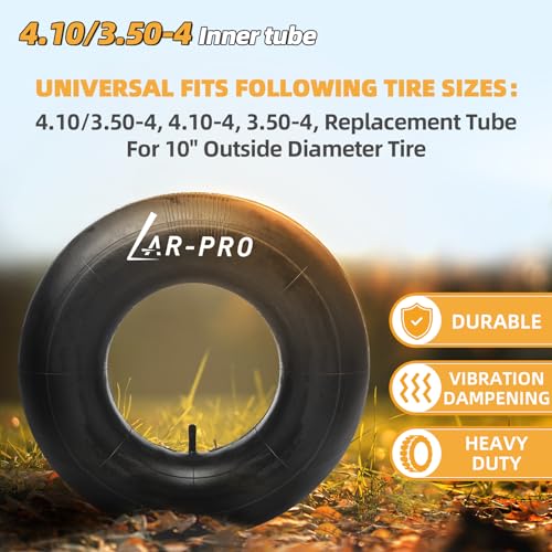 AR-PRO 4.10/3.50-4 Heavy Duty Replacement Inner Tube with TR-13 Straight Valve Stem (2-Pack) - for Wheelbarrows, Mowers, Hand Trucks and More - size: 4.10/3.50-4(TR-13)