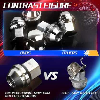Dynofit M14x1.5 Lug Nuts for 2012-2018 Ram 1500,2019-2026 Jeep Wrangler - color: Chrome, size: M14x1.5,1.5",Jeep