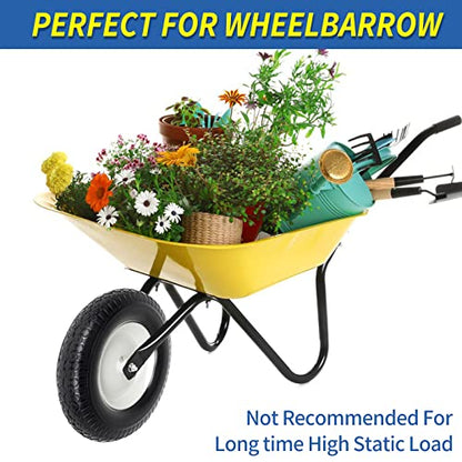 GICOOL 16" 4.80/4.00-8" Flat Free Solid Wheelbarrow Tire and wheel 2 Pack - size: 2 Pack-3" Hub