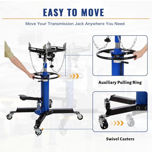 1100 LBS Transmission Jack High Lift 2-Stage 33.8"-72.8" Height