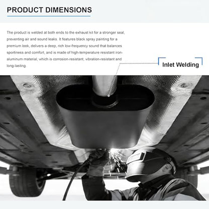 2.25" ID Center/Center Single Chamber Muffler Pair - Aggressive Deep Sound, Aluminized Steel, Welded/Clamp-On (13" Total Length) - size: 2.25 Inch-Black