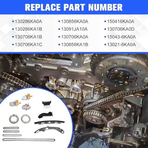 130286KA0A Engine Timing Chain Kit Compatible with Nissan Pathfinder Infiniti QX60 2017-2024 3.5L V6 VQ35DD, Replace 130286KA1B 130706KA1B 130706KA1C 130856KA0A 13091JA10A 130706KA0A 130856KA1B - size: 130286KA0A