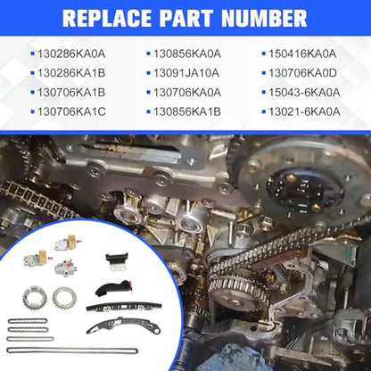 130286KA0A Engine Timing Chain Kit Compatible with Nissan Pathfinder Infiniti QX60 2017-2024 3.5L V6 VQ35DD, Replace 130286KA1B 130706KA1B 130706KA1C 130856KA0A 13091JA10A 130706KA0A 130856KA1B - size: 130286KA0A