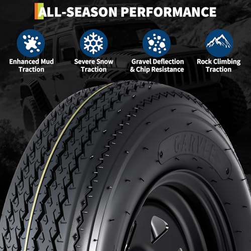 Garvee 2-Pack 5.30-12 5.30x12 530-12 Trailer Tires with 12" Rims, 5 Lug on 4.5" Bolt Pattern, 6PR Load Range C, Heavy Duty 5.30x12 5.3-12 Tires for Utility, Boat, Camper, Cargo Trailers - size: 5.30-12