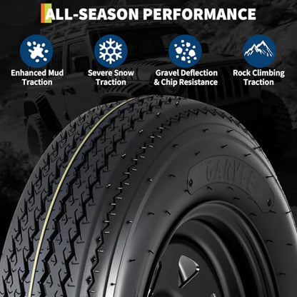 Garvee 2-Pack 5.30-12 5.30x12 530-12 Trailer Tires with 12" Rims, 5 Lug on 4.5" Bolt Pattern, 6PR Load Range C, Heavy Duty 5.30x12 5.3-12 Tires for Utility, Boat, Camper, Cargo Trailers - size: 5.30-12