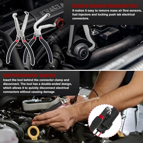 4 Pieces Electrical Disconnect Pliers, Electrical Connector Separator Plier, Automotive Hose Clamp Pliers Removal Tool, Fuel Line Disconnect Tool, Push Tab Plugs Style for Car - style: Black 4PCS