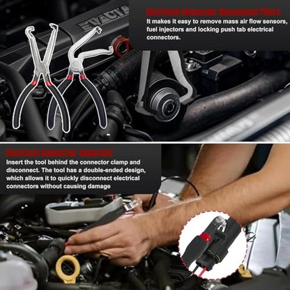 4 Pieces Electrical Disconnect Pliers, Electrical Connector Separator Plier, Automotive Hose Clamp Pliers Removal Tool, Fuel Line Disconnect Tool, Push Tab Plugs Style for Car - style: Black 4PCS