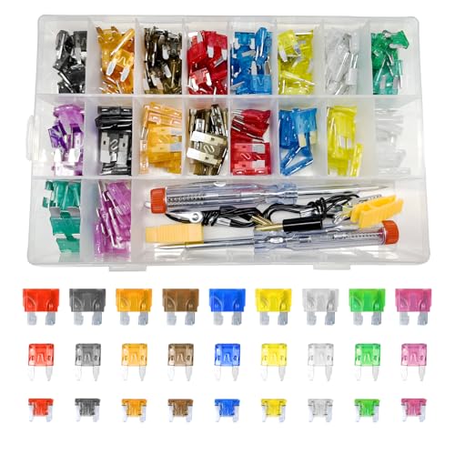 306 PCS Car Fuses Assortment Kit, Standard & Mini & Low Profile Mini Fuses (2A 5A 7.5A 10A 15A 20A 25A 30A 35A), Mixed Vehicle Blade Fuse with Circuit Tester & Fuse Puller