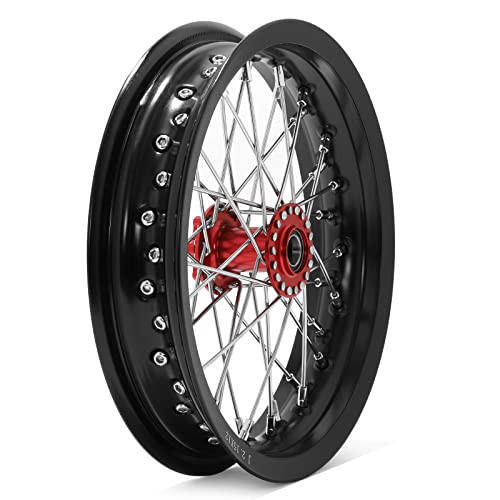 TOFR 12"x2.15" CNC Front Wheel Rim Hub Set for Surron Light Bee X LBX - color: Red, size: 12" Front