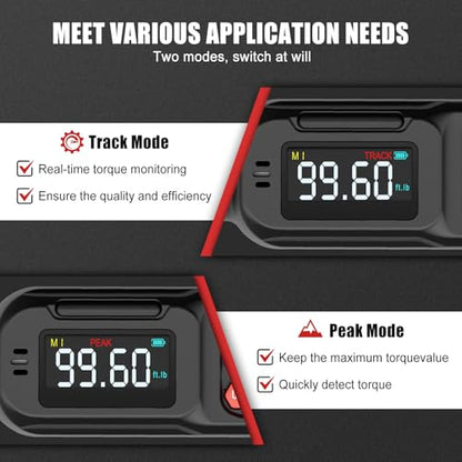VANPO Digital Torque Wrench, 3/8", 5–99.6 ft-lb, Short Handle - size: 3/8-inch 5-99.6 Ft-lb/6.8-135 Nm (Regular)