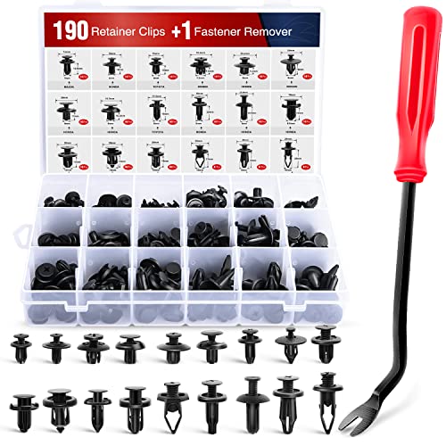 Nilight 190 Pcs Car Retainer Clips Fastener Remover 18 Most Popular Sizes Applications Auto Push Pin Rivets Set -Door Trim Panel Clips for Toyota Honda Nissan Mazda - color: 190PCS Clips + Remover