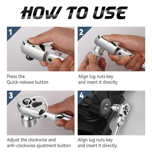 DISEN 3-Piece Extendable Flex-Head Ratchet Wrench Set with EVA Storage Case - 1/4", 3/8", 1/2" Drive, 72-Tooth, Rubber Grip, Adjustable Length - Professional Automotive and DIY Tools - color: Extendable Flex-head Ratchet