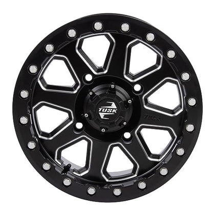 (4 Pack) 4/156 Tusk Uinta Beadlock Wheel 15x7 4.0 + 3.0 Milled/Black For YAMAHA Wolverine RMAX 2 1000 Sport 2022-2023