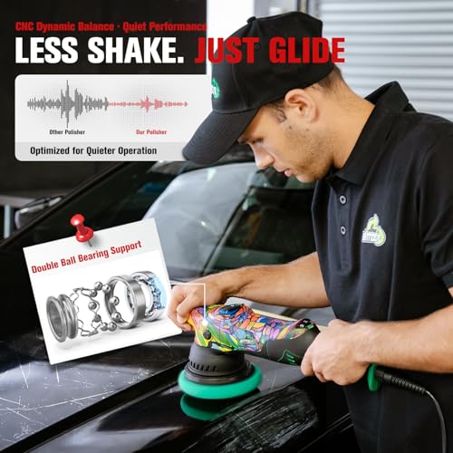 BATOCA P1 Car Buffer Polisher, 1000W High-Torque - 5-Inch 15mm Long-Throw Dual Action Orbital Polisher for Detailing - 6-Speed DA with Anti-Vibration Design & 16.4ft Detachable Cord - Auto, Boat, RV - size: Basic Kit