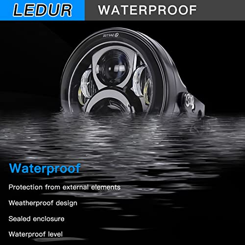 LEDUR 7 Inch LED Motorcycle Headlight DOT Approved Round Hi/Low Beam with Housing Bucket Mount Brackets for Road King Ultra Classic Electra Street Glide Cafe Racer Bobber Chopper Motorcycle - size: 7IN Round Motorcycle Headlights HB-1PCS