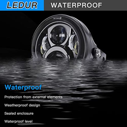 LEDUR 7 Inch LED Motorcycle Headlight DOT Approved Round Hi/Low Beam with Housing Bucket Mount Brackets for Road King Ultra Classic Electra Street Glide Cafe Racer Bobber Chopper Motorcycle - size: 7IN Round Motorcycle Headlights HB-1PCS