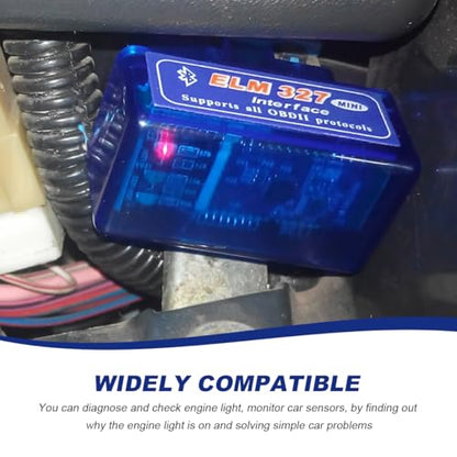 ELM327 OBDII Car Auto Diagnostic Scanner, Professional Mini Bluetooth Scan Tool Engine Fault Code Reader, Wireless Failure Detector Interface Adapter for Most OBD II Vehicles - color: Blue, 1 PCS
