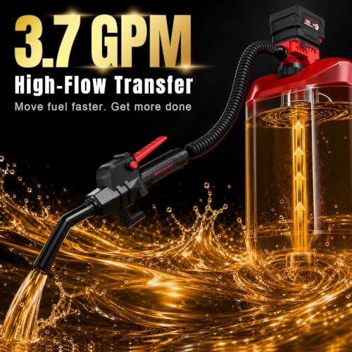 Fuel Transfer Pump for Milwaukee M18 Battery, 3.7 GPM Cordless Gas Can Pump