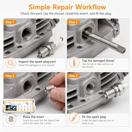 M14x1.25 Spark Plug Thread Repair Kit, 11‑Piece Tap & Inserts Set - color: M14x1.25