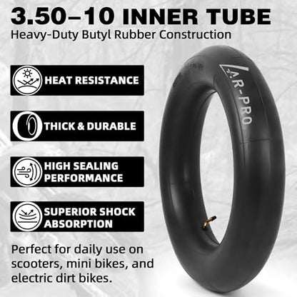 AR-PRO (2-Pack) 3.50-10 Inner Tube with TR87 Angled Valve Stem - size: 3.50-10", TR-87 Valve