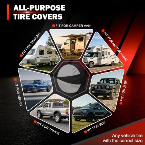 Explore Land Tire Covers 2 Pack Fit Tire Diameters 26"-28.75", Black & Gray - size: M (Fits Tire Diameters 26''-28.75''), style: Black & Gray - 2 Pack