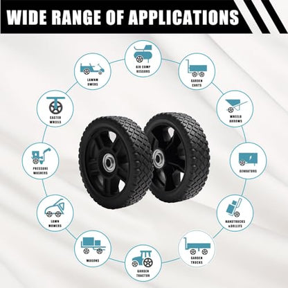 6 Inch Lawn Mower Wheels kits with Bolts & Nuts - Set of 2 Push Mower Plastic Wheels Fits Craftsman Mower Generator Garden Tiller Most Standard Lawn Mowers (6×1.75'') - size: 6 inch